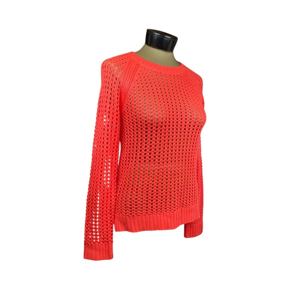 a.n.a. Petite Womens Long Sleeve Crew Neck Open Knit Sweater Size PS Pink - Picture 5 of 15